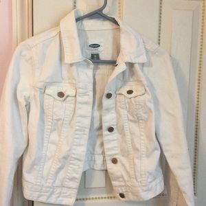 White Denim Cropped Jacket